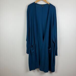 Universal Standard Form & Line Cardigan Womens 2XL Blue Wool Blend Sweater Long